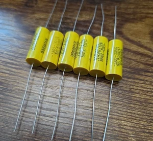 6x Vintage Cornell Dubilier WMF05P47K Kondensatoren - Film Axial, 0,47μF 50V 10% Aud - Bild 1 von 2