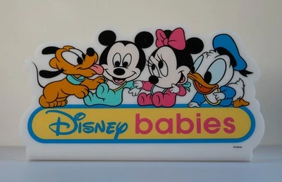 Letrero de tienda de publicidad acrílico raro vintage de los 90 de Disney Babies 13 pulgadas x 9 pulgadas Foto 1 de 4