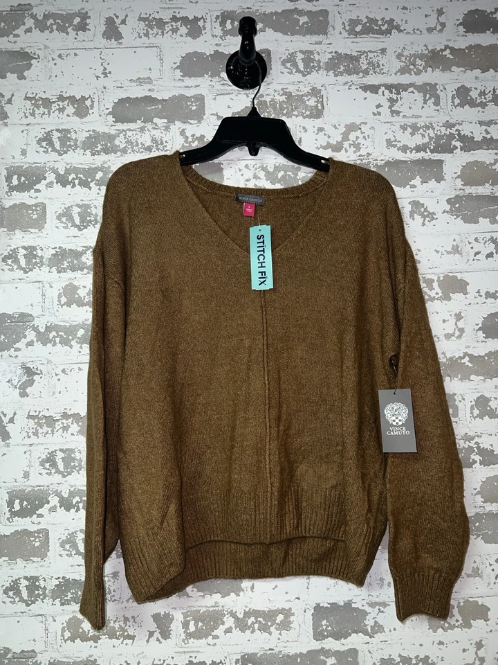 ¡NUEVO CON ETIQUETAS! Acogedor Suéter Vince Camuto Costura Frontal Central - Marrón Talla PEQUEÑA Foto 1 de 4