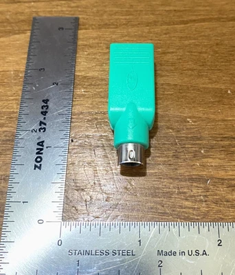 Mini 6 Pin DIN PS/2 to USB 2.0 Mouse Adapter Connector Grn Male to Female T-24 - Image 1 of 4