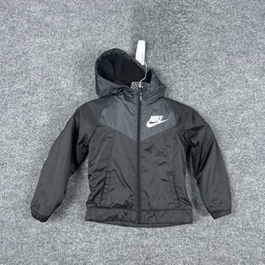 Nike Jacket Boys 4T Black Hooded Full Zip Windbreaker Fleece Lined 3-4 Years - Picture 1 of 10