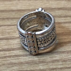 LUCKY BRAND silver plated engraved, ring size 7 16mm wide