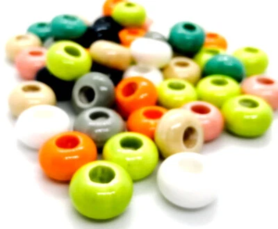 Bright Glazed Porcelain Rondelle Beads 9x15mm - Choice of Colours - Pack of 10 - Image 1 of 4