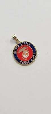 14k 黄金美国海洋双面吊坠小饰品项链或链子 — 第 1/4 张图片