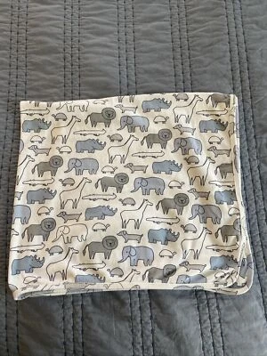 Carter's Zoo Safari Animals Receiving Baby Blanket White Blue Gray  30x34 in - Image 1 of 3