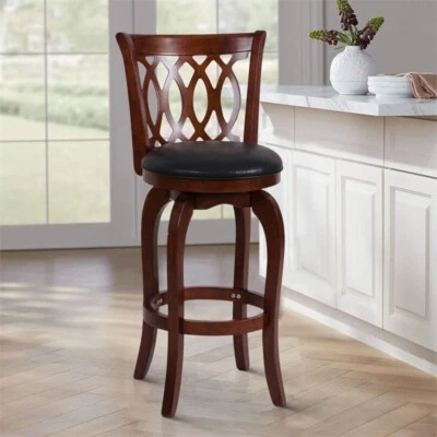 Homelegance Shapel Swivel Pub Height Barstool, 30"SH, Cherry (Scroll Back) - Image 1 of 4