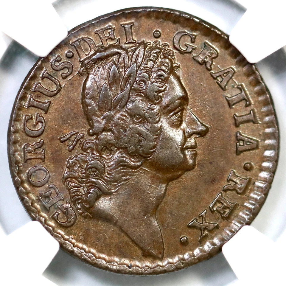 1723 NGC MS 64 BN Wood's Hibernia Farthing Colonial Coin 1/4p - Image 1 of 3