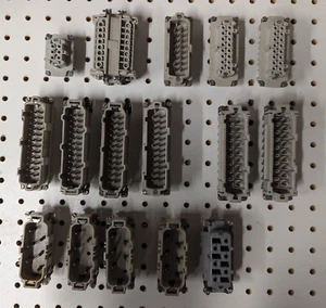 17 HARTING CONNECTORS MALE PIN & FEMALE RECEPTACLES 24, 18, 9, & 6 Pin (489) - Picture 1 of 7