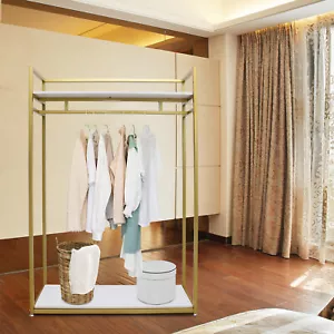 Freestanding Metal Clothes Rack Garment Rack Clothing Display Store 180cm Golden - Picture 1 of 15