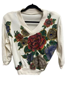 Almohadilla para el hombro vintage años 80 flor joya dorada parte superior pequeña INCREÍBLE ESTO ES LLAMAS - Imagen 1 de 5