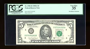 DBR 1988-A $5 Cleveland Fr. 1980-D PCGS 35 Serial D57234283B - Picture 1 of 2