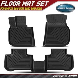 3x Front & Rear Black Floor Mats 2 Row Liners for BMW X3 2018-2022 X4 2019-2021 - Picture 1 of 10
