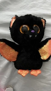 Ty Beanie Boo Bat ECHO Black Orange Sparkly 2019 Halloween - Picture 1 of 2
