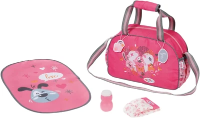 BESUCHE DEN BABY BORN-STORE Zapf Creation 832455 BABY Born Wickeltasche - Puppenwickeltasche in Rosa Grau In
