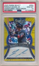 RONALD ACUNA 2020 PANINI SELECT GOLD PRIZMS AUTOGRAPH SP AUTO #03/10 PSA 10 GEM