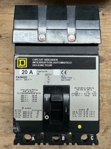 FA36020 Square D 20 AMP 600 V 3-poliger I-Line Leistungsschalter - Bild 1 von 3