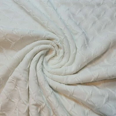 Ivory Rib Jersey Fabric Pleated Tramline Stretch Craft Drape Dress Material 58" - Image 1 of 3