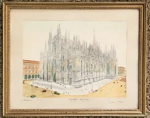 Hungarian Artist SZIKLAY BELA 1911-1981 COLOR ETCHING MILAN CATHEDRAL MILANO FRM - Picture 1 of 8
