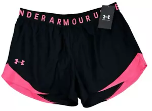 New UNDER ARMOUR 1344552 Womens Large UA PLAY UP 3.0 Shorts Loose Black Pink NWT - Picture 1 of 7