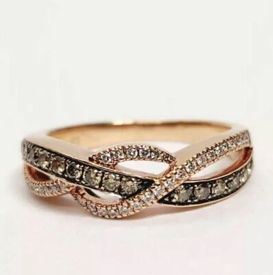 2Ct Round CutSimulated Chocolate Diamond infinity Band Ring 14k Rose Gold Plated - Image 1 of 4