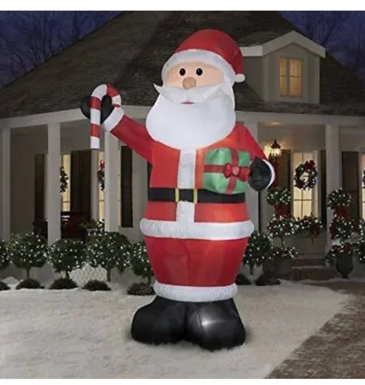 Gemmy 36715 Christmas Inflatable Santa With Gift Multicolored Fabric