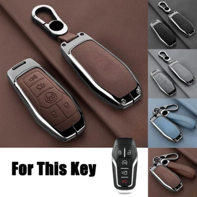 Zinc Alloy Leather Car Remote Smart Key Fob Case Cover For Lincoln MKX MKZ MKC - Image 1 of 4