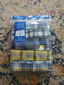 FADED GLORY BOYS WOVEN BOXERS UNDERWEAR 5 PACK SIZE SM 6-7 PLAID SCHOOL CLOTHES - Picture 1 of 2