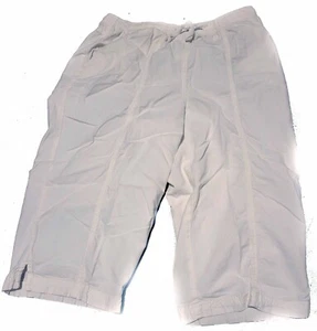 CLASSIC ELEMENTS WOMENS SIZE LG PETITE WHITE SOLID CAPRI PANTS - Picture 1 of 3