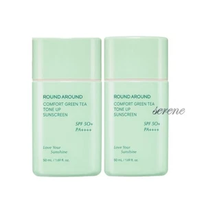ROUND AROUND Comfort Green Tea Tone Up Sunscreen 50ml + 50ml ,SFP 50+ PA++++ - Picture 1 of 2