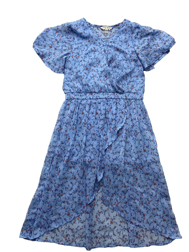 Lucky Brand Dress Romper Girls Medium Blue Flowers Boho Casual - Image 1 of 4