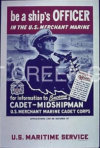 WWII Poster, "in the U.S. Merchant Marine" Print on 11x14" 22791 - Picture 1 of 1