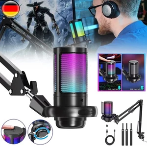 Gaming USB Mikrofon PC RGB Microphone Streaming Podcast Studio Kondensator Mic - Bild 1 von 13
