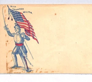 USA CIVIL WAR PATRIOTIC Illustrated Cover Flag *NYS VOLUNTEER MILITIA* YH276 - Picture 1 of 12