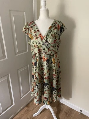 Vestido Lindy Bop en Dawn Woodland estampado de hadas talla UK18/US14 Foto 1 de 3
