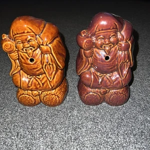 Vintage Benihana Tokyo Japan Tiki Brown Ceramic Incense Burners Set 2 Buddha 7" - Picture 1 of 7