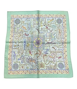 HERMES Petit Carre 45 Silk Scarf Forces De La Vie C. Henry Green Tags No Box Use - Picture 1 of 8