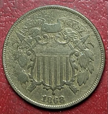 1868 Two Cent Piece. Free Shipping - Image 1 of 2