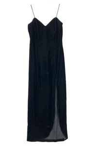 VTG Black Velvet Maxi Dress 14 Whimsy Goth Witchy Dark Fairy Y2K 90s Sleeveless - Picture 1 of 11