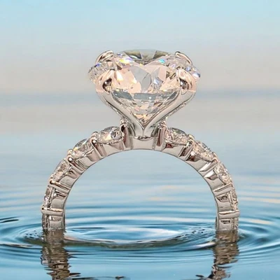 6.60 Ct E VS1 Round Diamond Engagement Ring IGI Certified Lab Grown Platinum - Image 1 of 4