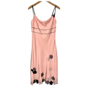 Vintage Y2K Seide Wasserfallausschnitt Fee Kleid passt Größe 8/M Rouge Rosa Schwarz Blumen - Bild 1 von 14