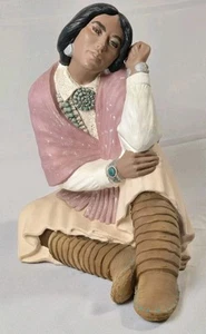 Vintage 1991 Ceramic Clay American Indian Male Female Rare Large Statues Signed - Picture 1 of 11