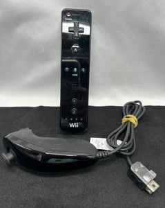 Schwarzer Nintendo Wii Motion Plus Remote Controller mit Nunchuck ~ OEM RVL-003 - Bild 1 von 7