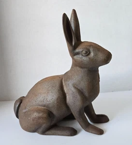 Antike Gusseisen Garten Kaninchen Türstopper Statue 10 3/4" x 10" x 6" - Bild 1 von 10