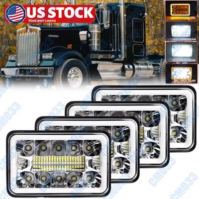 DOT Approved 4PCS 4x6'' Led Headlights For Kenworth T800 T400 C500 T600A W900B - Image 1 of 4