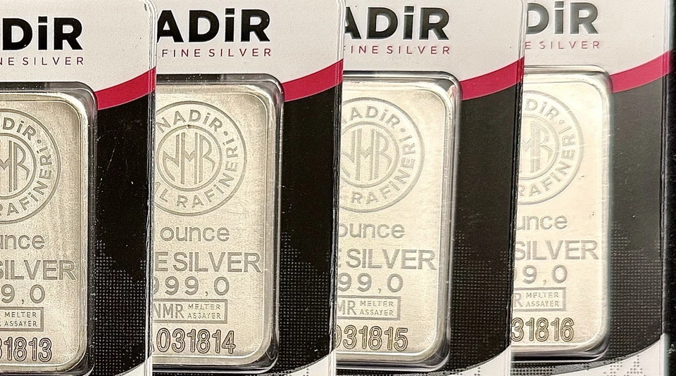 Juego de ensayo 7 barras de plata NADIR 1 oz 🇹🇷 series consecutivas .999 fino sellado Foto 1 de 4