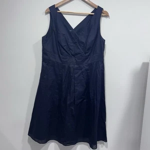 Lands' End Women's Navy Fit And Flare Sleeveless Dress Size 14 Lined Side Zip - Picture 1 of 13