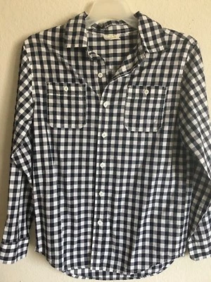 Boys Plaid Shirt Size L (10-12)BlackWhite Long Sleeve Cotton Button Down Crazy 8 - Image 1 of 2