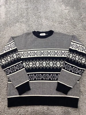 Vtg Sears Sweater Mens XL Gray Argyle Geometric Grandpa Southwest Fisherman 90s - Image 1 of 4