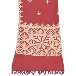 Sanskriti Vintage Red Dupatta Long Stole Pure Cotton Applique Premium Scarves - Picture 1 of 11