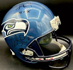 MARSHAWN LYNCH, SHERMAN, WILSON Signed Full Size Replica SEAHAWKS Helmet No COA - Picture 1 of 6